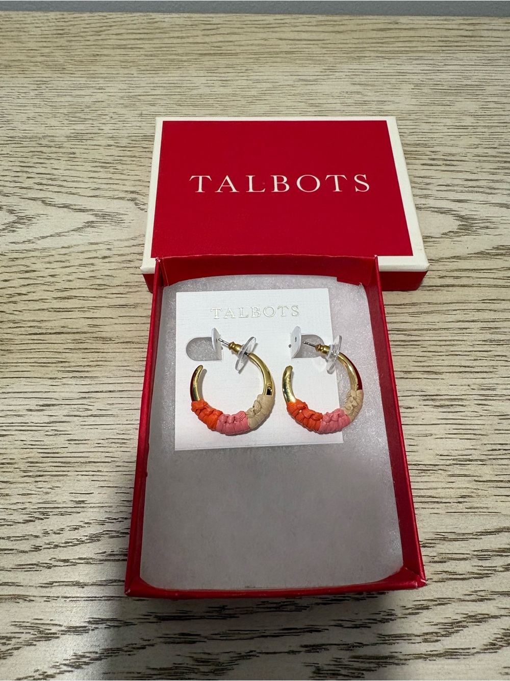 Talbots Colorful Coral Goldtone Hoop Earrings